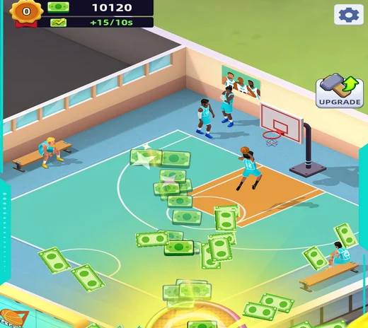 Tapping basketballs on the court to earn cash