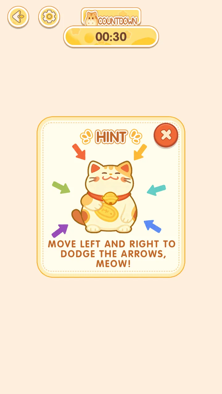 Instructions for moving A-Fu left and right to dodge arrows