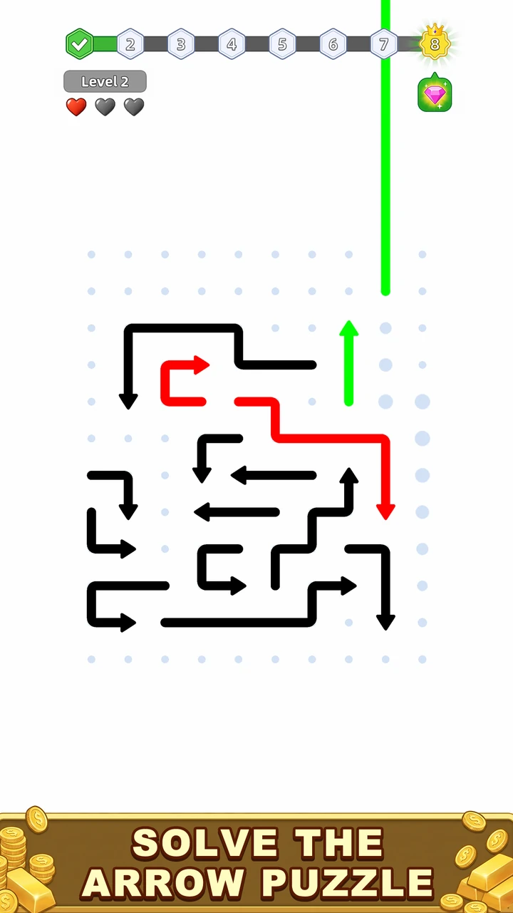 A blocked arrow line turning red after a failed launch